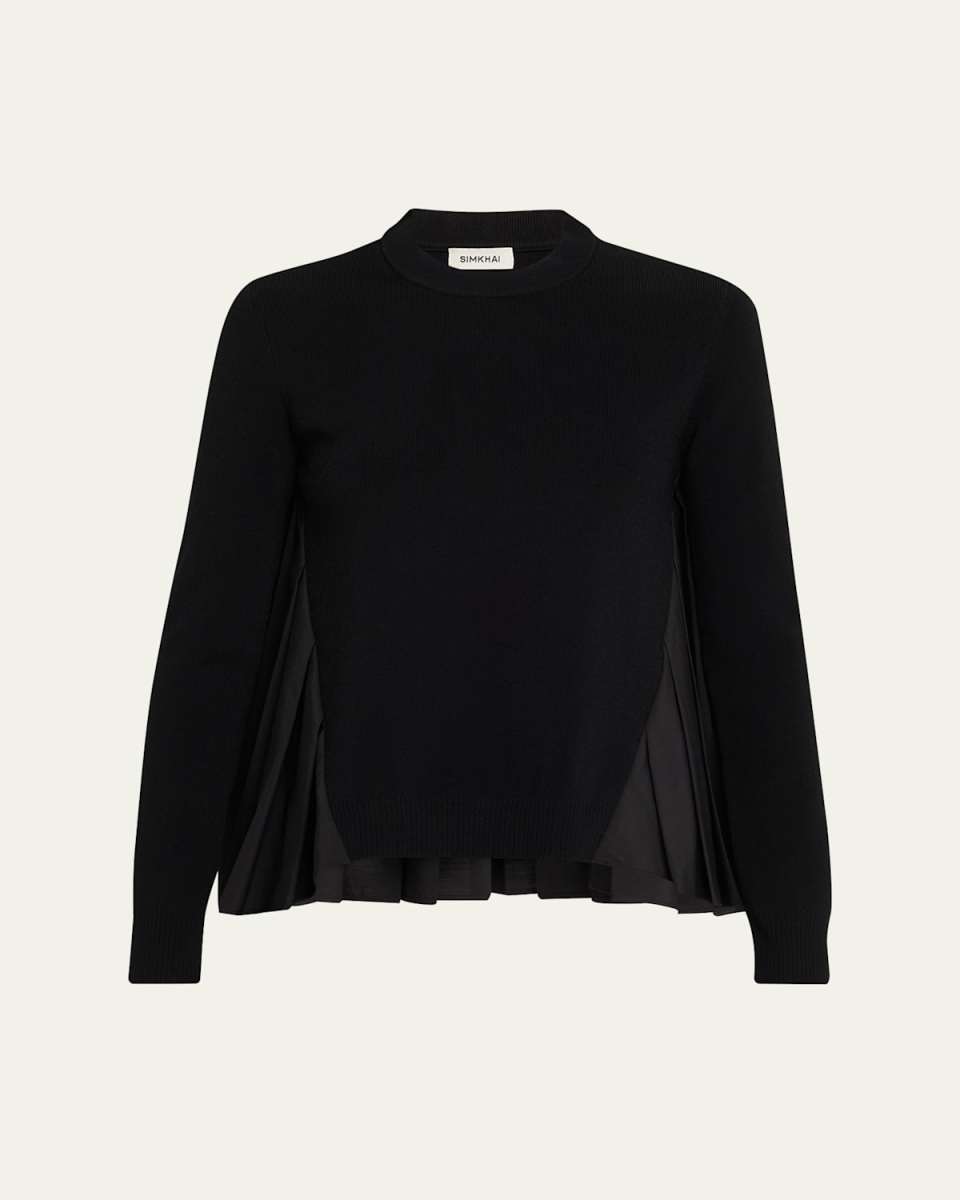 Elanore Long-Sleeve Pleated Sweater
